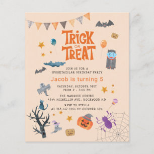 Budget Trick or Treat Halloween Birthday Party Flyer