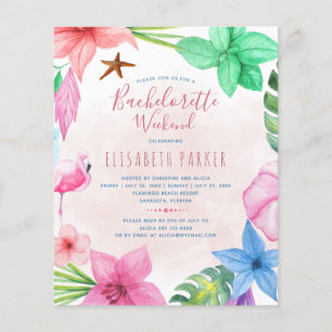 Budget tropical bachelorette party invitation flyer