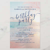 BUDGET Tropical Beach Birthday Pink Party Flier