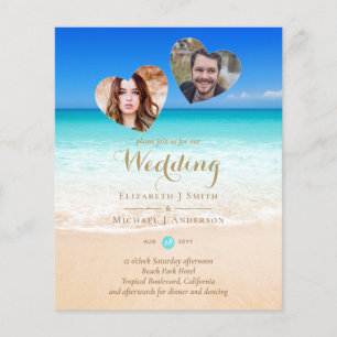 Budget Tropical Beach Engagement Photo WEDDING Inv