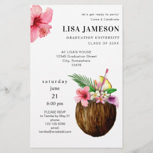 Budget Tropical Coconut Graduation w/ Photo V2 MED Flyer