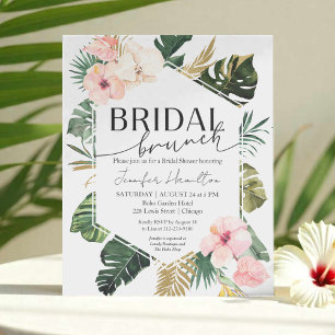 Budget Tropical Floral Bridal Brunch Invitation