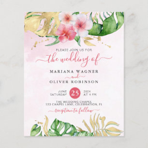 Budget Tropical Floral Wedding Invitation Flyer