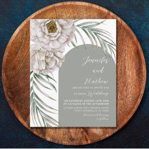 Budget Tropical Foliage & Arch Wedding Invitation