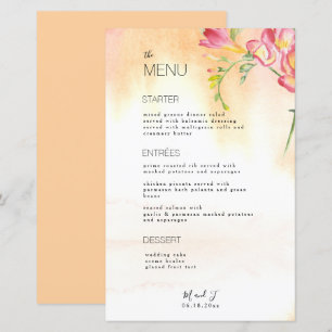 Budget Tropical Freesia Pink Orange Menu