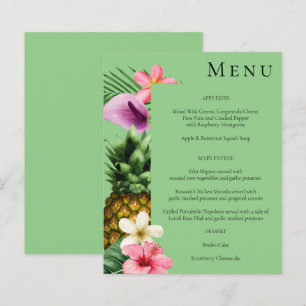 Budget Tropical Hawaiian Floral Menu- Green