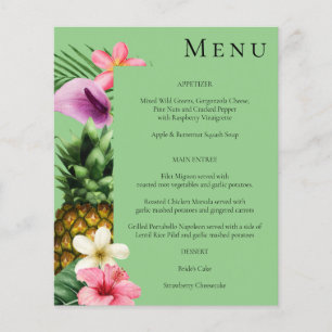 Budget Tropical Hawaiian Floral Menu- Green Flyer