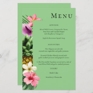 Budget Tropical Hawaiian Floral Menu- Green MED