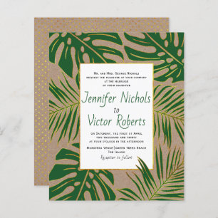 BUDGET Tropical kraft paper wedding invitation