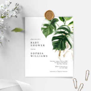 BUDGET Tropical Leaves Baby Shower Invitation