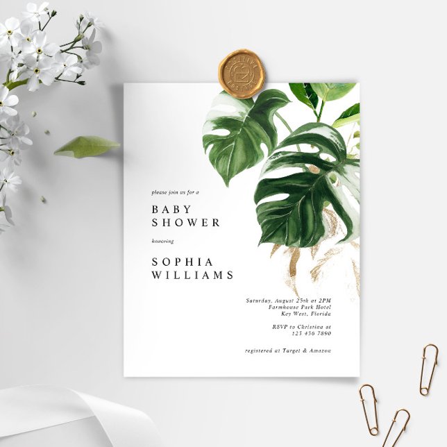 BUDGET Tropical Leaves Baby Shower Invitation (Creator Uploaded)