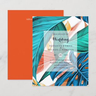BUDGET Tropical Leaves Destination Wedding Invites