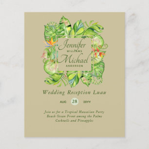 Budget Tropical Leaves Luau Wedding Reception Invi
