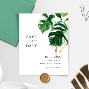 Budget Tropical Leaves Modern SAVE THE DATE Invite
