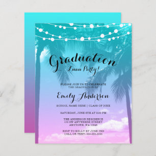 Budget Tropical Luau Teal Pink Graduation Party
