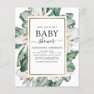Budget Tropical Magnolia Baby Shower Invitation Flyer