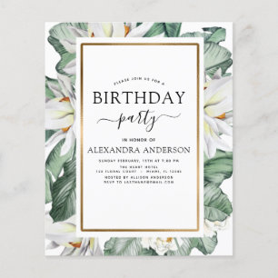 Budget Tropical Magnolia Birthday Invitation Flyer