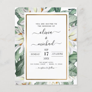 Budget Tropical Magnolia Floral Wedding Invitation Flyer