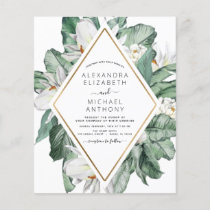 Budget Tropical Magnolia Floral Wedding Invitation Flyer