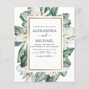Budget Tropical Magnolia Floral Wedding Invitation Flyer