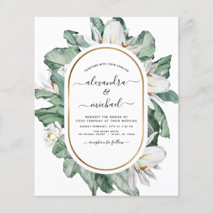 Budget Tropical Magnolia Wedding Invitations