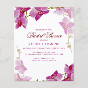 Budget Tropical Orchid Bridal Shower Invitation