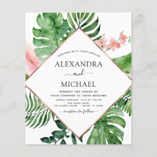 Budget Tropical Palm Geometric Wedding Invitation Flyer