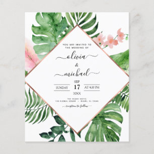 Budget Tropical Palm Geometric Wedding Invitation Flyer