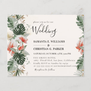 Budget Tropical Palm Greenery Wedding Flyer 