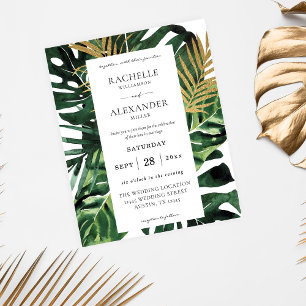 Budget Tropical Palm Leaf Gold 1B Wedding Flyer