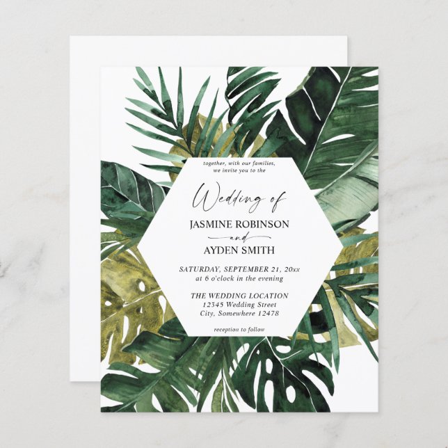 Budget Tropical Palm Leaf Wedding (Front/Back)