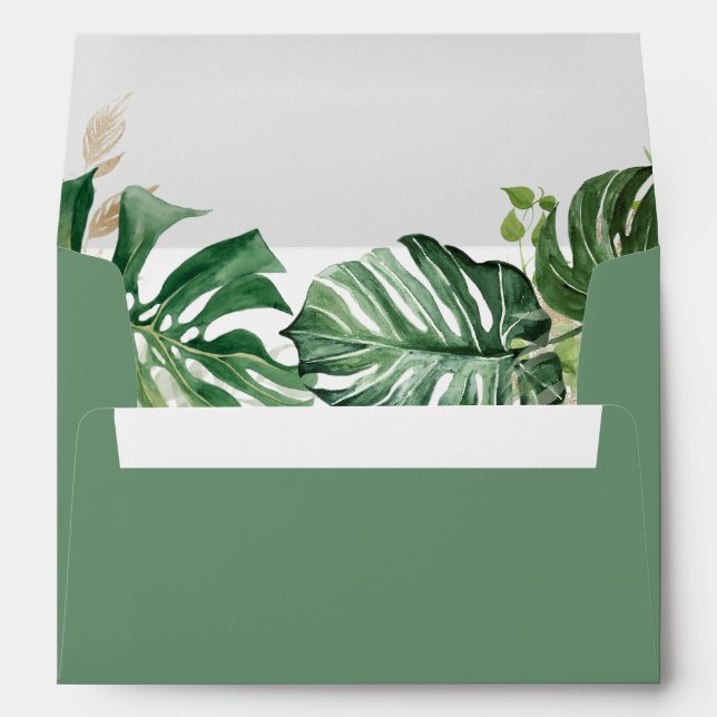 Budget Tropical Palm Leaves Wedding A7 Envelope (Back (Bottom))