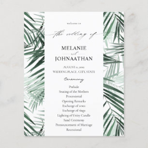 Budget Tropical Palm Leaves Wedding Ceremony Flyer