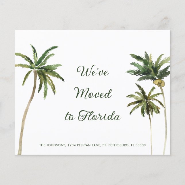 Budget Tropical Palm Trees Moving Announcement (Front)