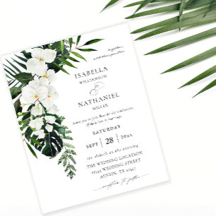 Budget Tropical Palm & White Floral Wedding 2 Flyer