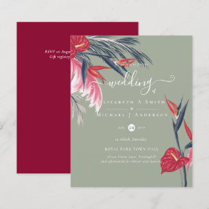 BUDGET  Tropical Pampas Grass Navy Berry Wedding