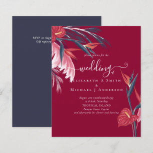 BUDGET Tropical Pampas Grass Navy Berry Wedding