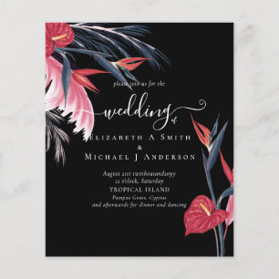 BUDGET  Tropical Pampas Grass Navy Berry Wedding Flyer