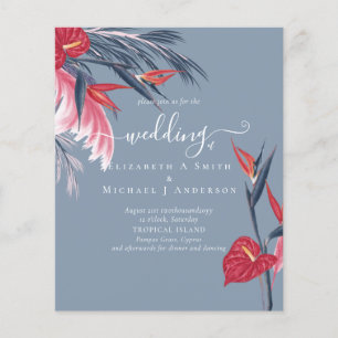 BUDGET  Tropical Pampas Grass Navy Berry Wedding Flyer