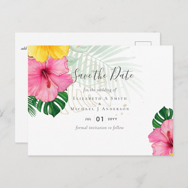 BUDGET Tropical Paradise Beach Wedding  Florals Postcard (Front/Back)