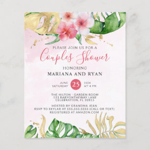 Budget Tropical Summer Floral Couples Baby Shower Flyer