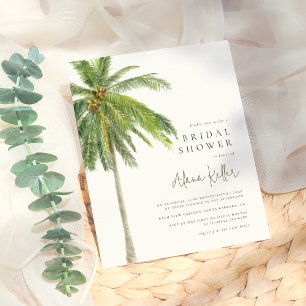 Budget Tropical Watercolor Palm Tree Bridal Shower