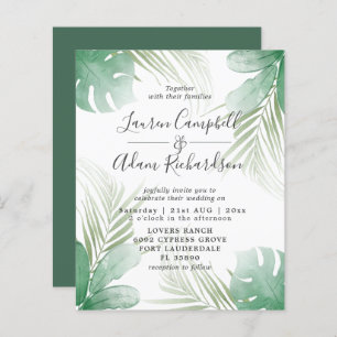Budget Tropical Watercolor Wedding Invitation