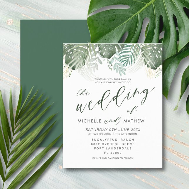 Budget Tropical Watercolor Wedding Invitation (Creator Uploaded)