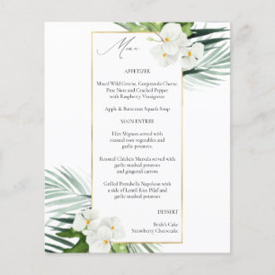 Budget Tropical White Floral Menu