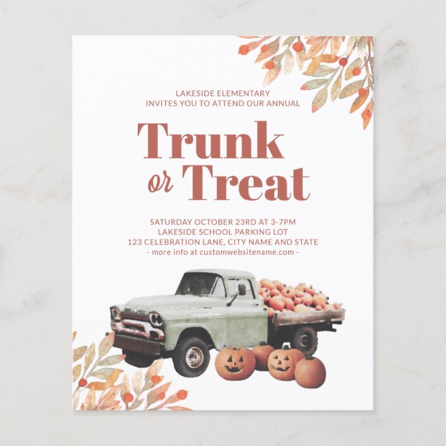 Budget Trunk or Treat Halloween Pumpkin Invitation (Front)