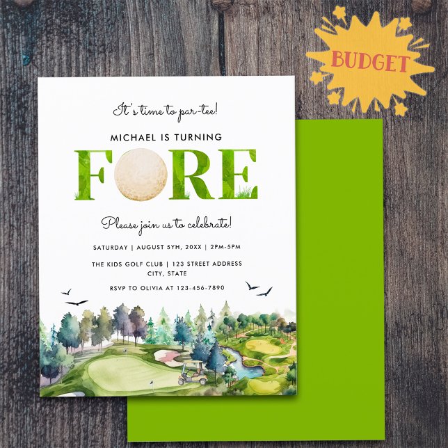 Budget Turning Fore Time to Par-tee 4th Birthday (Front and Back)