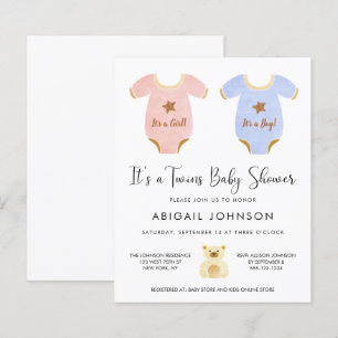 Budget Twin Girl Boy Baby Shower Invitation