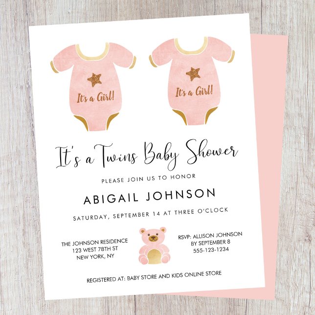 Budget Twin Girls Baby Shower Invitation (Creator Uploaded)