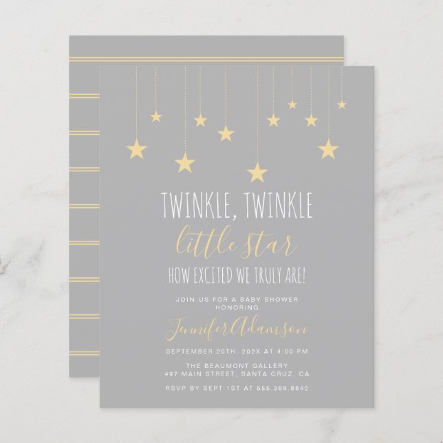 Budget Twinkle Little Star Baby Shower Invitation (Front/Back)